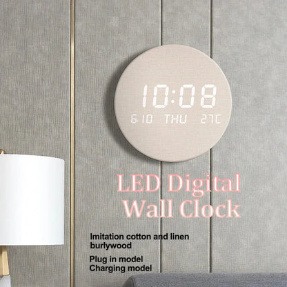 LED Digital Wall Clock - Multi-Function Silent Time  Temperature Display for Home  Bedroom - ZOOMNSTORE