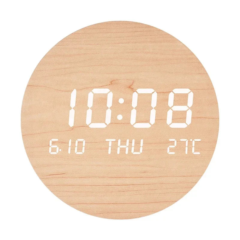 LED Digital Wall Clock - Multi-Function Silent Time  Temperature Display for Home  Bedroom - ZOOMNSTORE