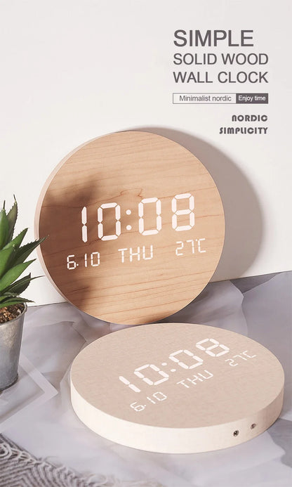 LED Digital Wall Clock - Multi-Function Silent Time  Temperature Display for Home  Bedroom - ZOOMNSTORE