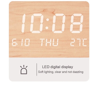 LED Digital Wall Clock - Multi-Function Silent Time  Temperature Display for Home  Bedroom - ZOOMNSTORE