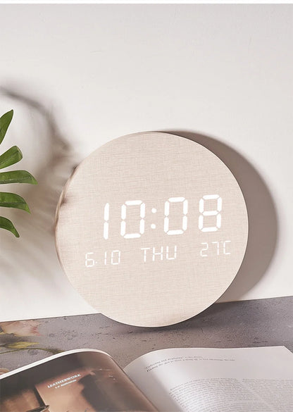 LED Digital Wall Clock - Multi-Function Silent Time  Temperature Display for Home  Bedroom - ZOOMNSTORE