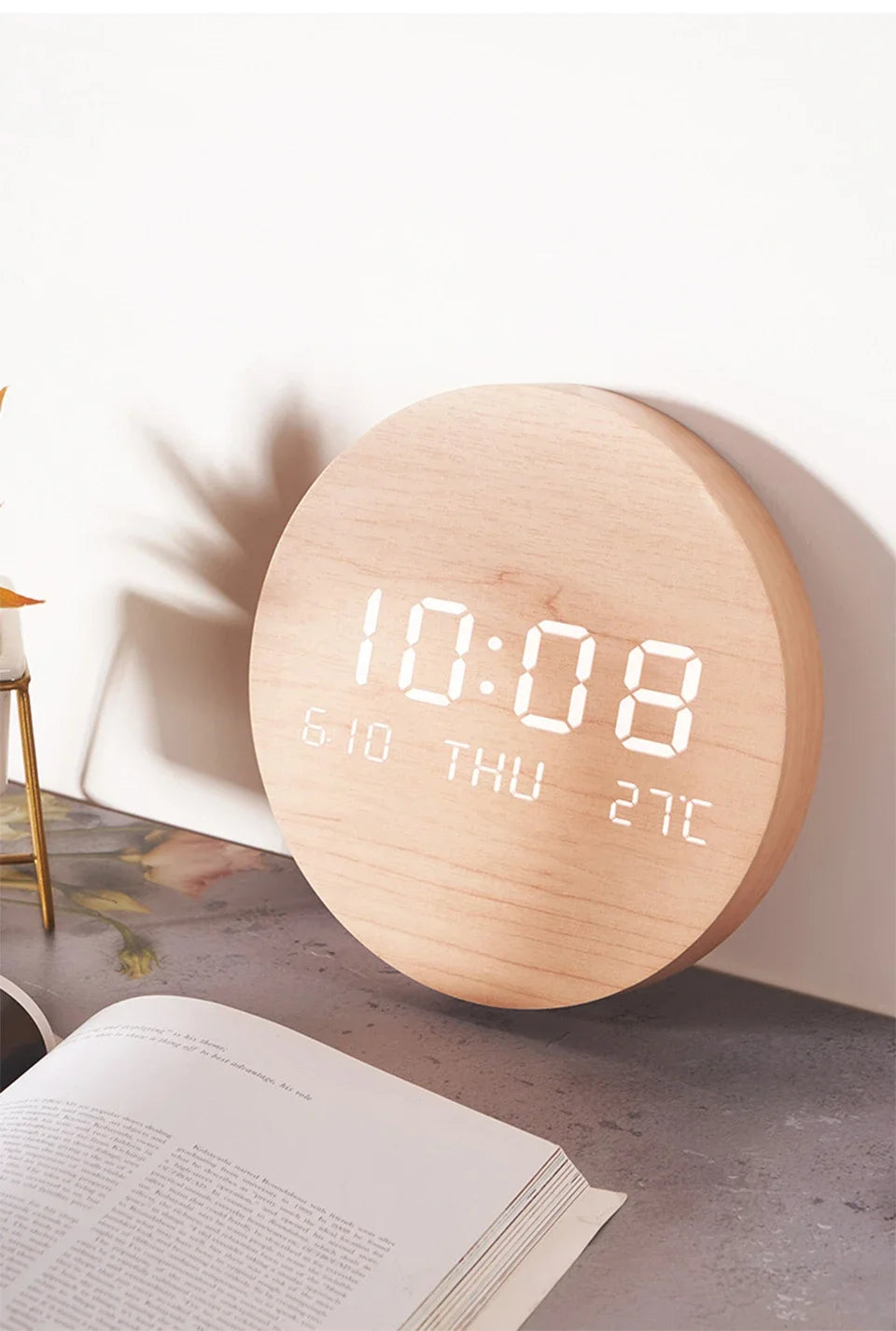 LED Digital Wall Clock - Multi-Function Silent Time  Temperature Display for Home  Bedroom - ZOOMNSTORE