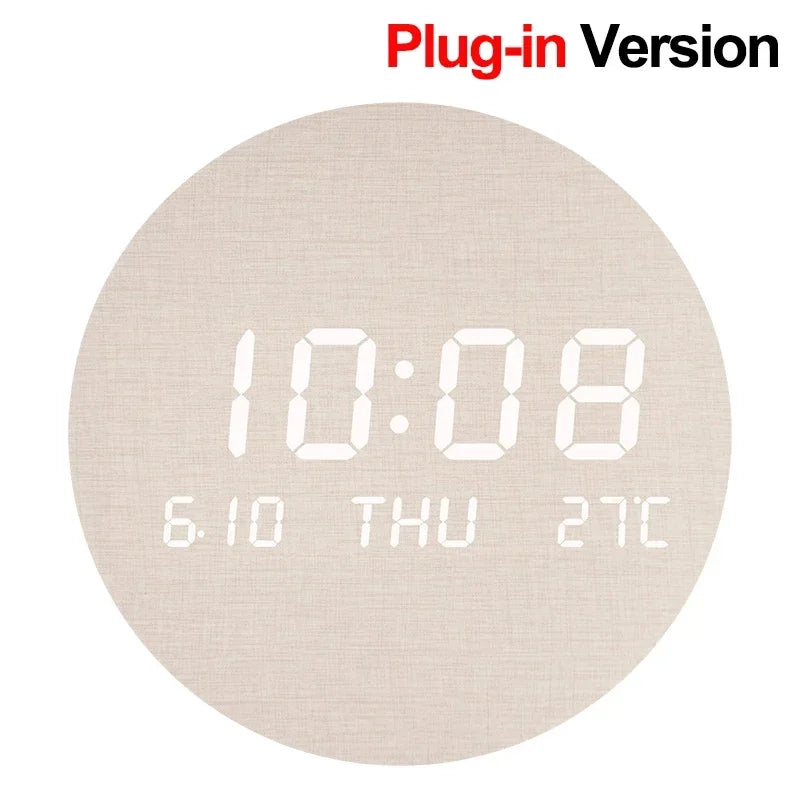 LED Digital Wall Clock - Multi-Function Silent Time  Temperature Display for Home  Bedroom - ZOOMNSTORE