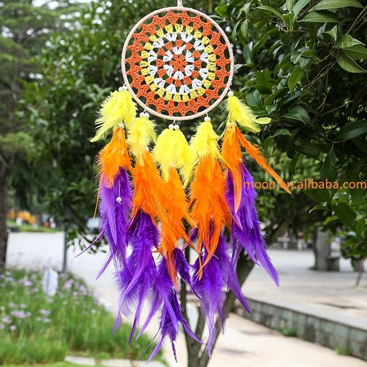 LED Wall Dreamcatcher - Handmade Feather Wind Chimes Art Decoration - ZOOMNSTORE