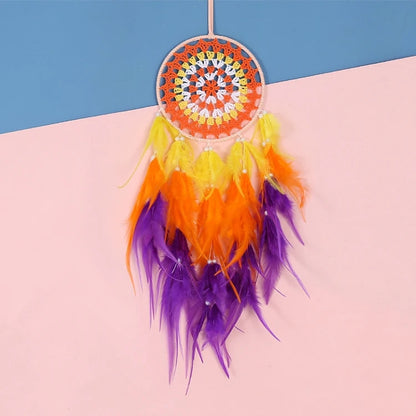 LED Wall Dreamcatcher - Handmade Feather Wind Chimes Art Decoration - ZOOMNSTORE