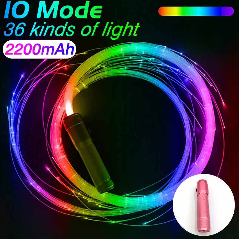 LED Fiber Optic Light-Up Whip - USB Rechargeable Dance Party Toy - ZOOMNSTORE