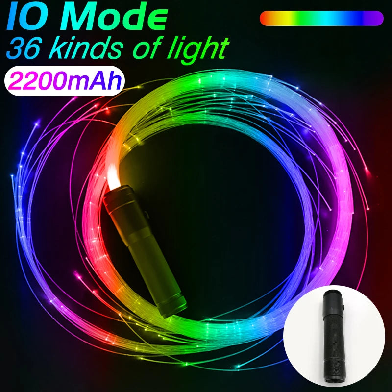 LED Fiber Optic Light-Up Whip - USB Rechargeable Dance Party Toy - ZOOMNSTORE