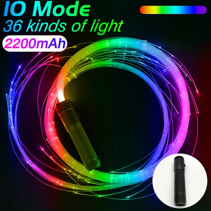 LED Fiber Optic Light-Up Whip - USB Rechargeable Dance Party Toy - ZOOMNSTORE