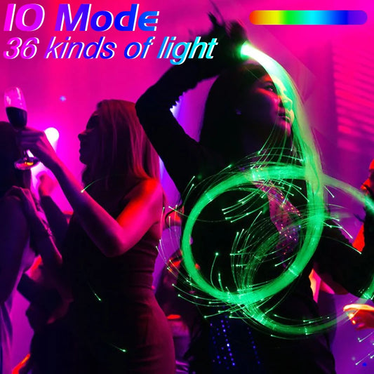 LED Fiber Optic Light-Up Whip - USB Rechargeable Dance Party Toy - ZOOMNSTORE