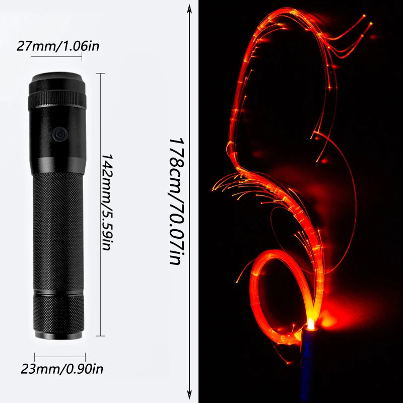 LED Fiber Optic Light-Up Whip - USB Rechargeable Dance Party Toy - ZOOMNSTORE