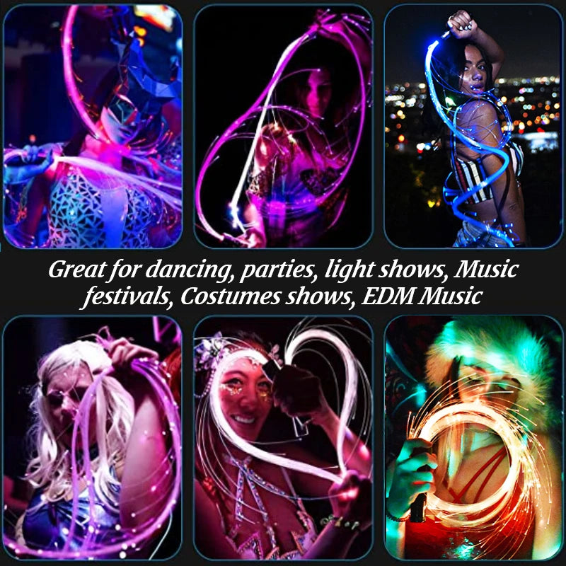 LED Fiber Optic Light-Up Whip - USB Rechargeable Dance Party Toy - ZOOMNSTORE