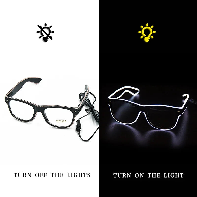 LED Flashing Glasses - Luminous Party Sunglasses Bright Novelty Gift - ZOOMNSTORE