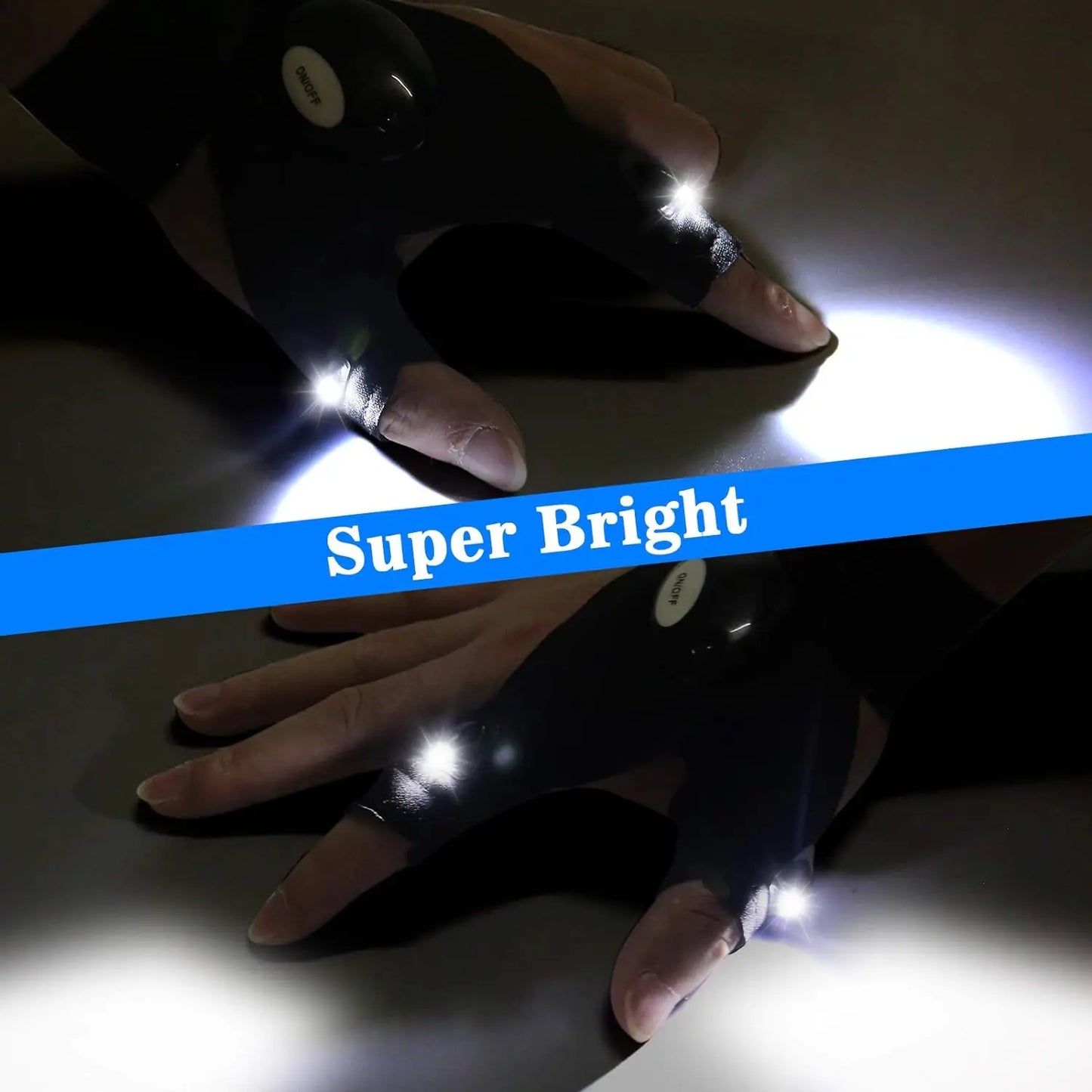LED Flashlight Gloves – Waterproof Fingerless Half Finger Gloves for Outdoor Fishing & Cycling - ZOOMNSTORE