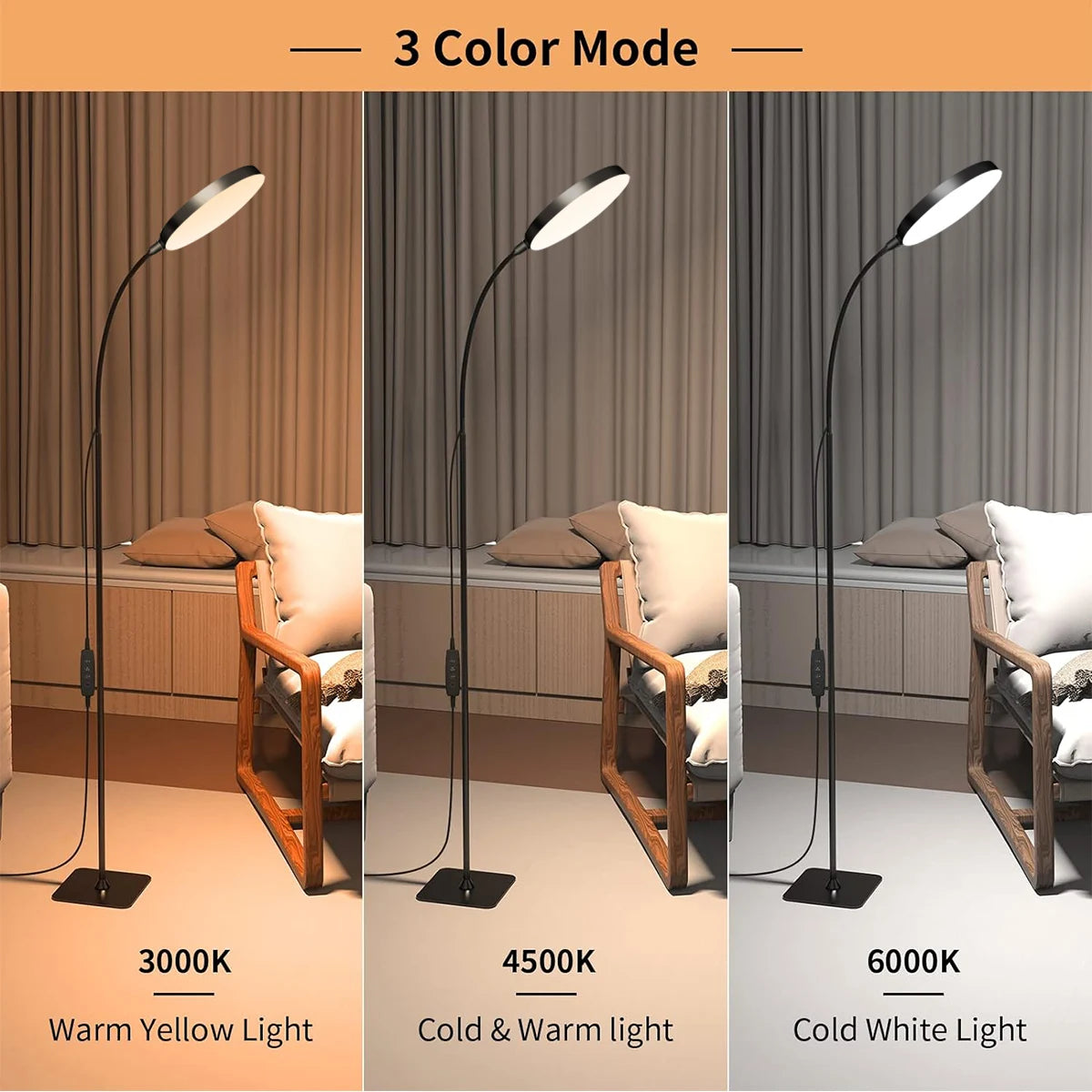Dimmable LED Floor Lamp - Flexible Gooseneck Reading Light for Indoor Use - ZOOMNSTORE