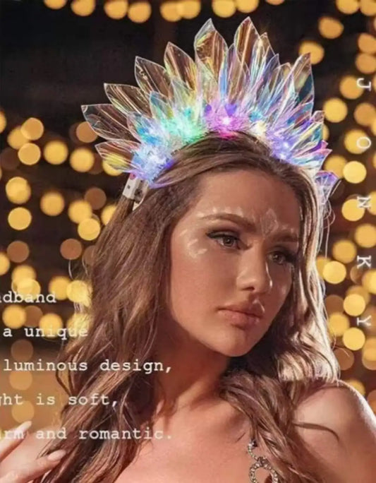 Light up Headband Glowing Crown Singers LED Laser Hairband Flashing Headdress Luminous Crown Nightclub Cosplay Party Headwear - ZOOMNSTORE