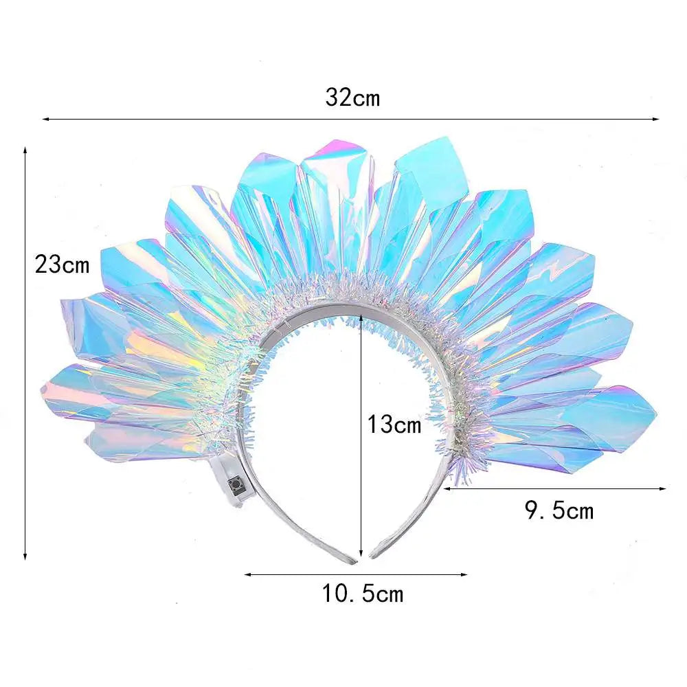 Light up Headband Glowing Crown Singers LED Laser Hairband Flashing Headdress Luminous Crown Nightclub Cosplay Party Headwear - ZOOMNSTORE