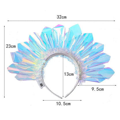 Light up Headband Glowing Crown Singers LED Laser Hairband Flashing Headdress Luminous Crown Nightclub Cosplay Party Headwear - ZOOMNSTORE