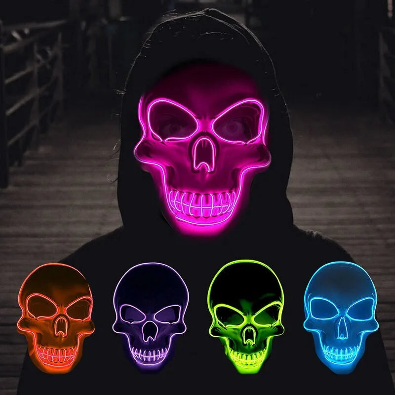 Halloween Horror Skull Mask LED Cold Light Mask LED Halloween Mask Cosplay Mask Halloween Party Decoration Luminous Skull Masks - ZOOMNSTORE