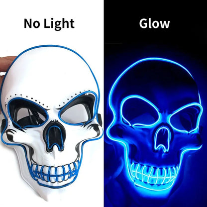 Halloween Horror Skull Mask LED Cold Light Mask LED Halloween Mask Cosplay Mask Halloween Party Decoration Luminous Skull Masks - ZOOMNSTORE