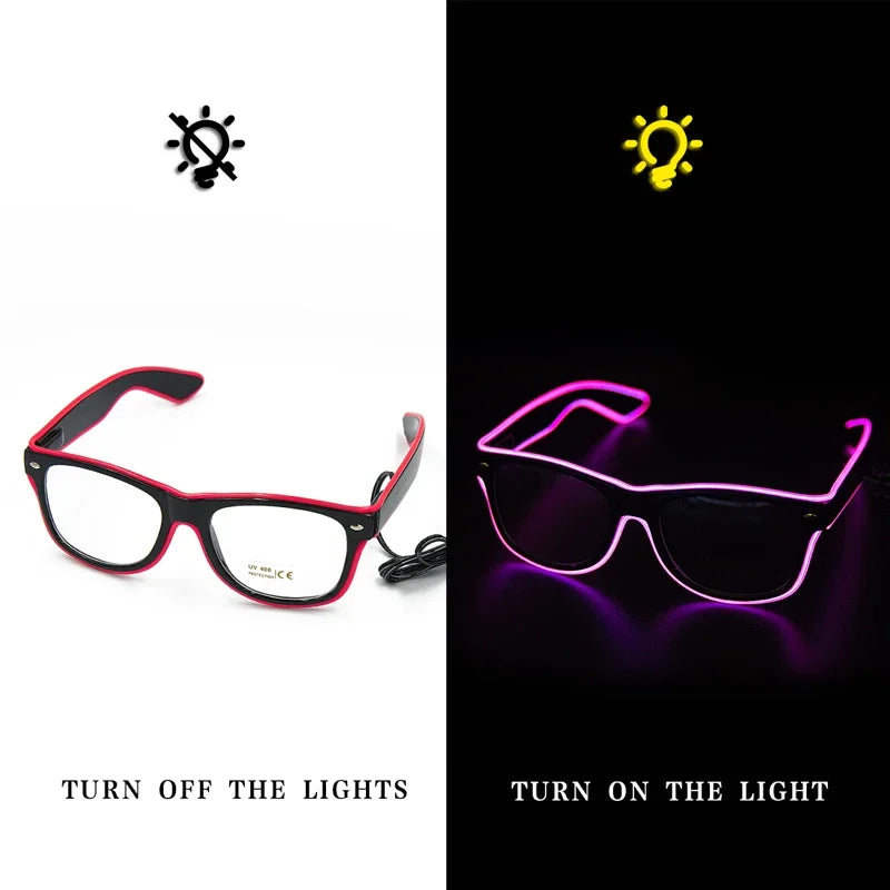 LED Flashing Glasses - Luminous Party Sunglasses Bright Novelty Gift - ZOOMNSTORE