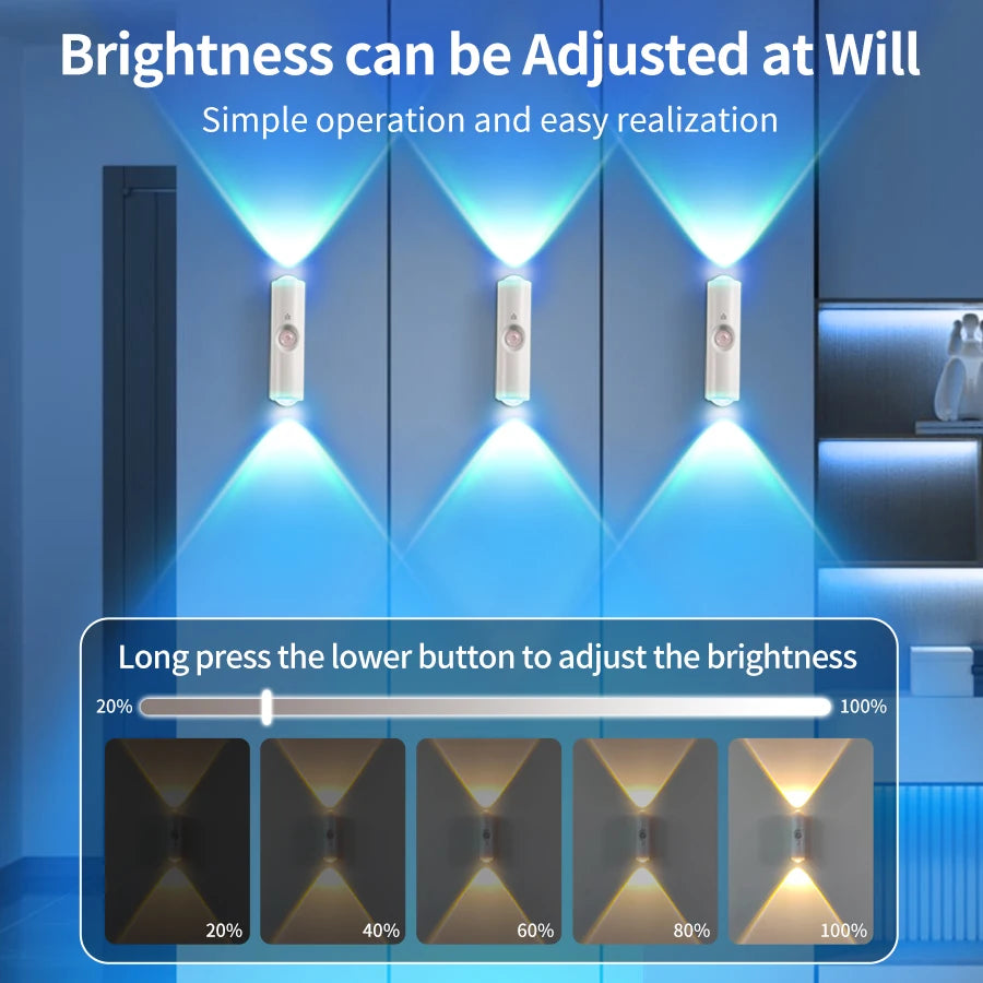 Motion Sensor RGB LED Night Light - Rechargeable Magnetic Wall Lamp for Mood Ambient Lighting - ZOOMNSTORE