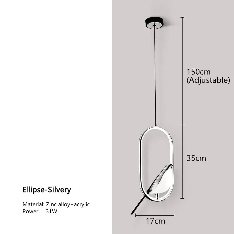 Magpie LED Pendant Lamp - Indoor Chandelier Light for Bedroom Black  Silver Hanging Light - ZOOMNSTORE
