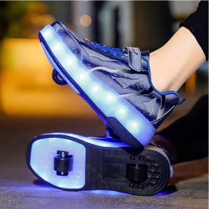 LED Roller Skates - Rechargeable Wheeled Sports Shoes with Lights & Massage Feature - ZOOMNSTORE
