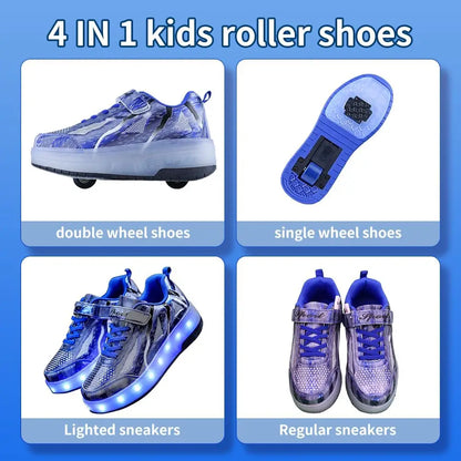 LED Roller Skates - Rechargeable Wheeled Sports Shoes with Lights & Massage Feature - ZOOMNSTORE