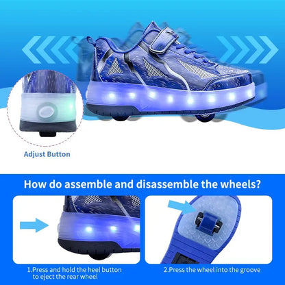 LED Roller Skates - Rechargeable Wheeled Sports Shoes with Lights & Massage Feature - ZOOMNSTORE