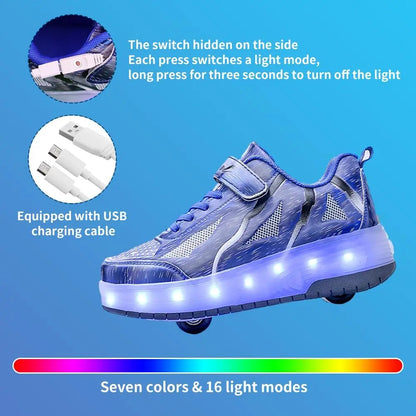 LED Roller Skates - Rechargeable Wheeled Sports Shoes with Lights & Massage Feature - ZOOMNSTORE