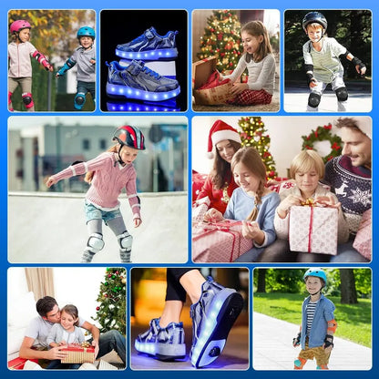 LED Roller Skates - Rechargeable Wheeled Sports Shoes with Lights & Massage Feature - ZOOMNSTORE