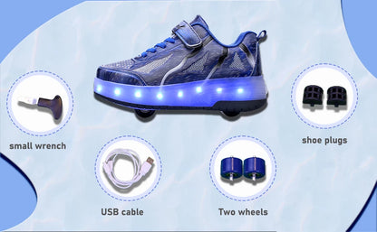 LED Roller Skates - Rechargeable Wheeled Sports Shoes with Lights & Massage Feature - ZOOMNSTORE