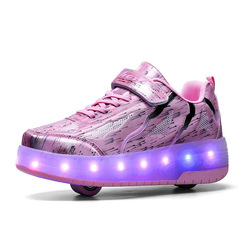 LED Roller Skates - Rechargeable Wheeled Sports Shoes with Lights & Massage Feature - ZOOMNSTORE