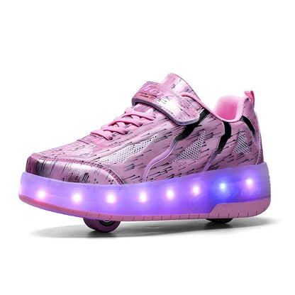 LED Roller Skates - Rechargeable Wheeled Sports Shoes with Lights & Massage Feature - ZOOMNSTORE