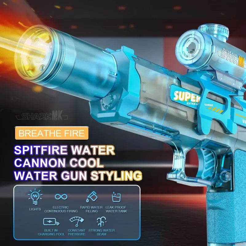 LED Water Gun Toy - Automatic Light-Up Pistol for Kids Summer Beach Pool Fun - ZOOMNSTORE