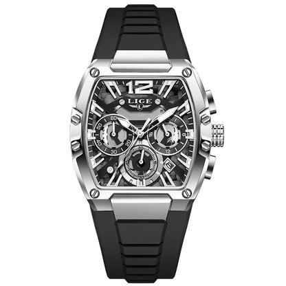 LIGE Mens Quartz Watch - Waterproof Silicone Sport Watch with Calendar and Luminous Features - ZOOMNSTORE