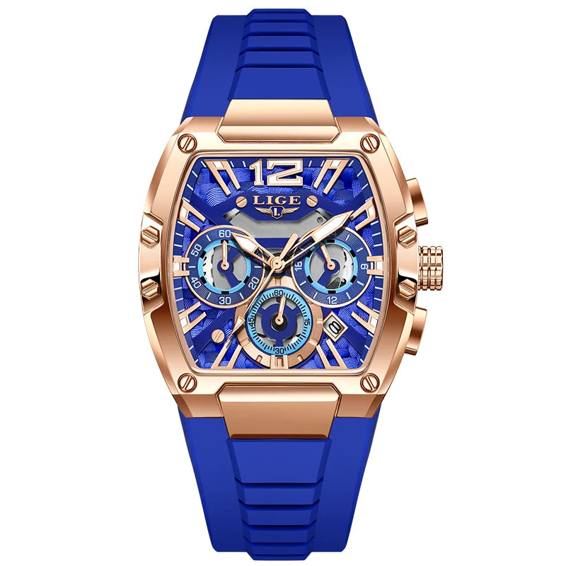 LIGE Mens Quartz Watch - Waterproof Silicone Sport Watch with Calendar and Luminous Features - ZOOMNSTORE