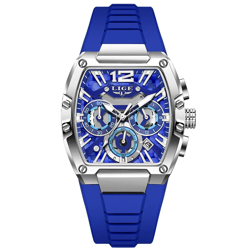 LIGE Mens Quartz Watch - Waterproof Silicone Sport Watch with Calendar and Luminous Features - ZOOMNSTORE
