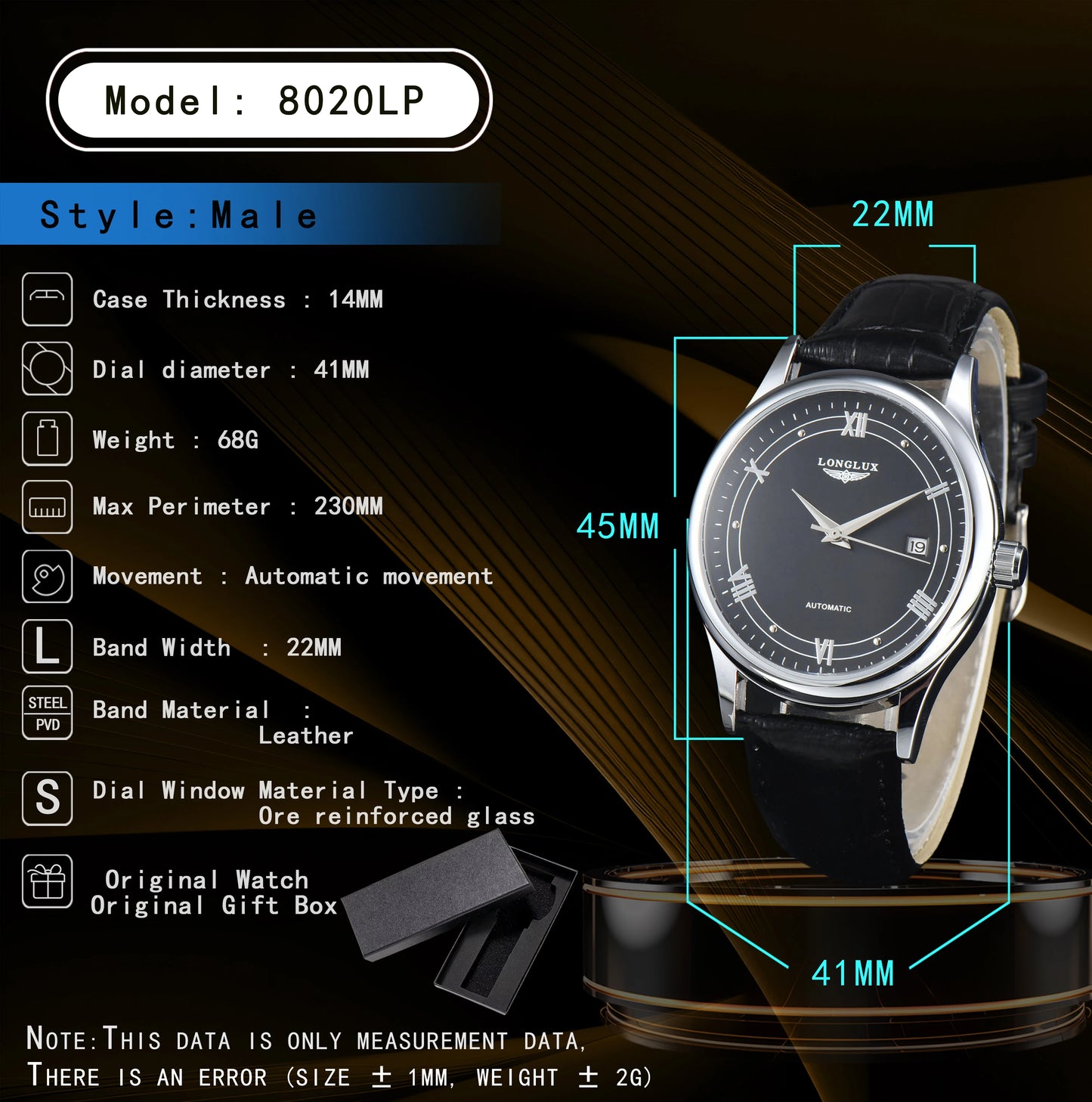 LONGLUX Waterproof Automatic Mechanical Mens Watch - Versatile Fashion Leather Gift - ZOOMNSTORE