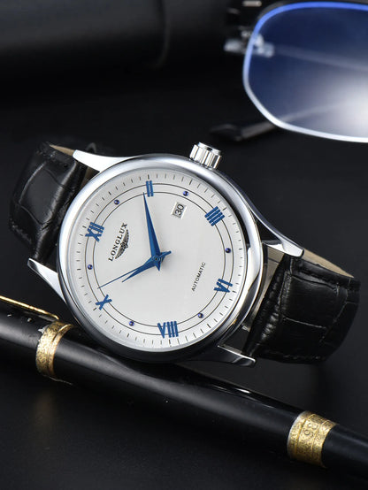 LONGLUX Waterproof Automatic Mechanical Mens Watch - Versatile Fashion Leather Gift - ZOOMNSTORE