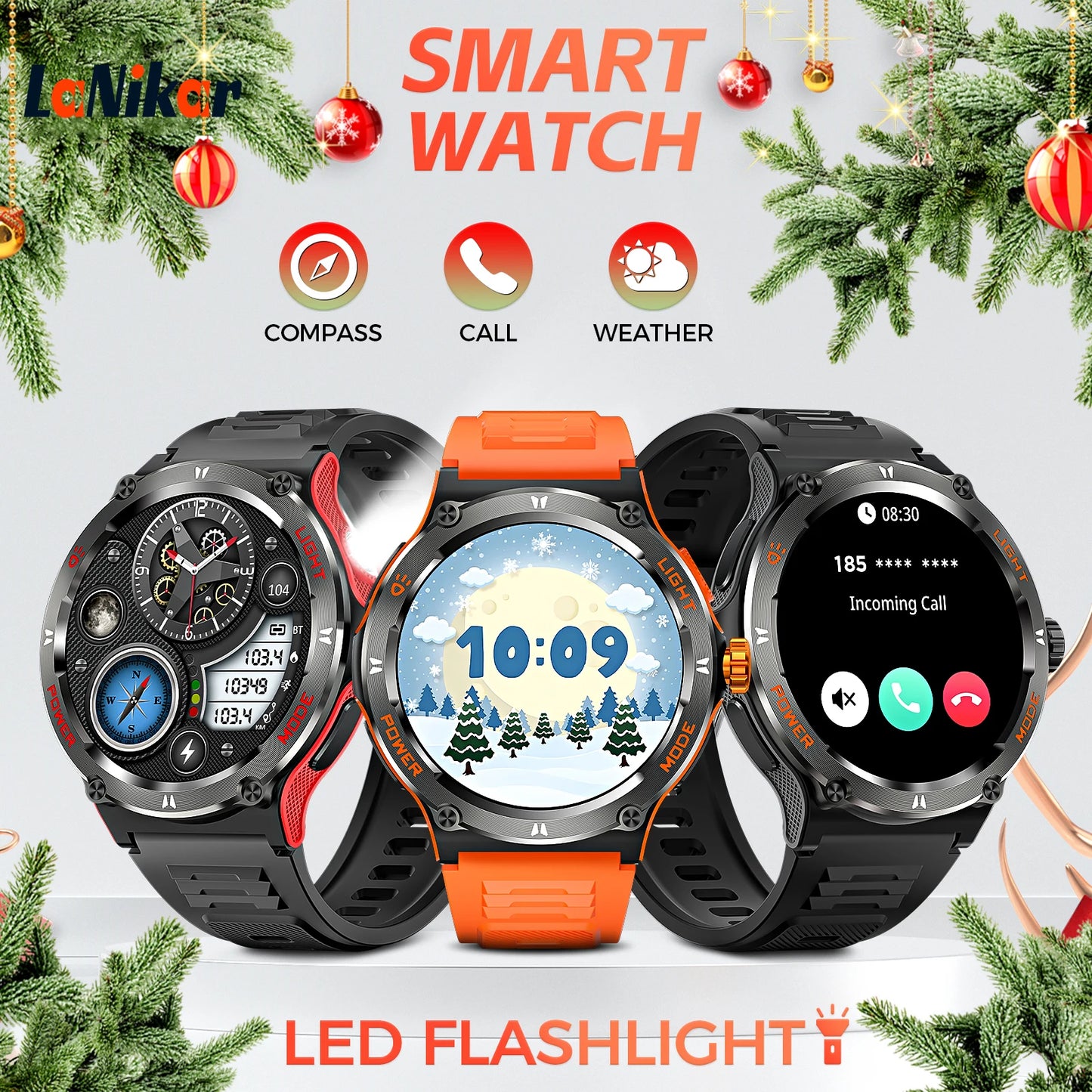 LaNikar Smart Watch 3ATM Waterproof - Sport Fitness Tracker With Heart Rate Monitor & Compass - ZOOMNSTORE