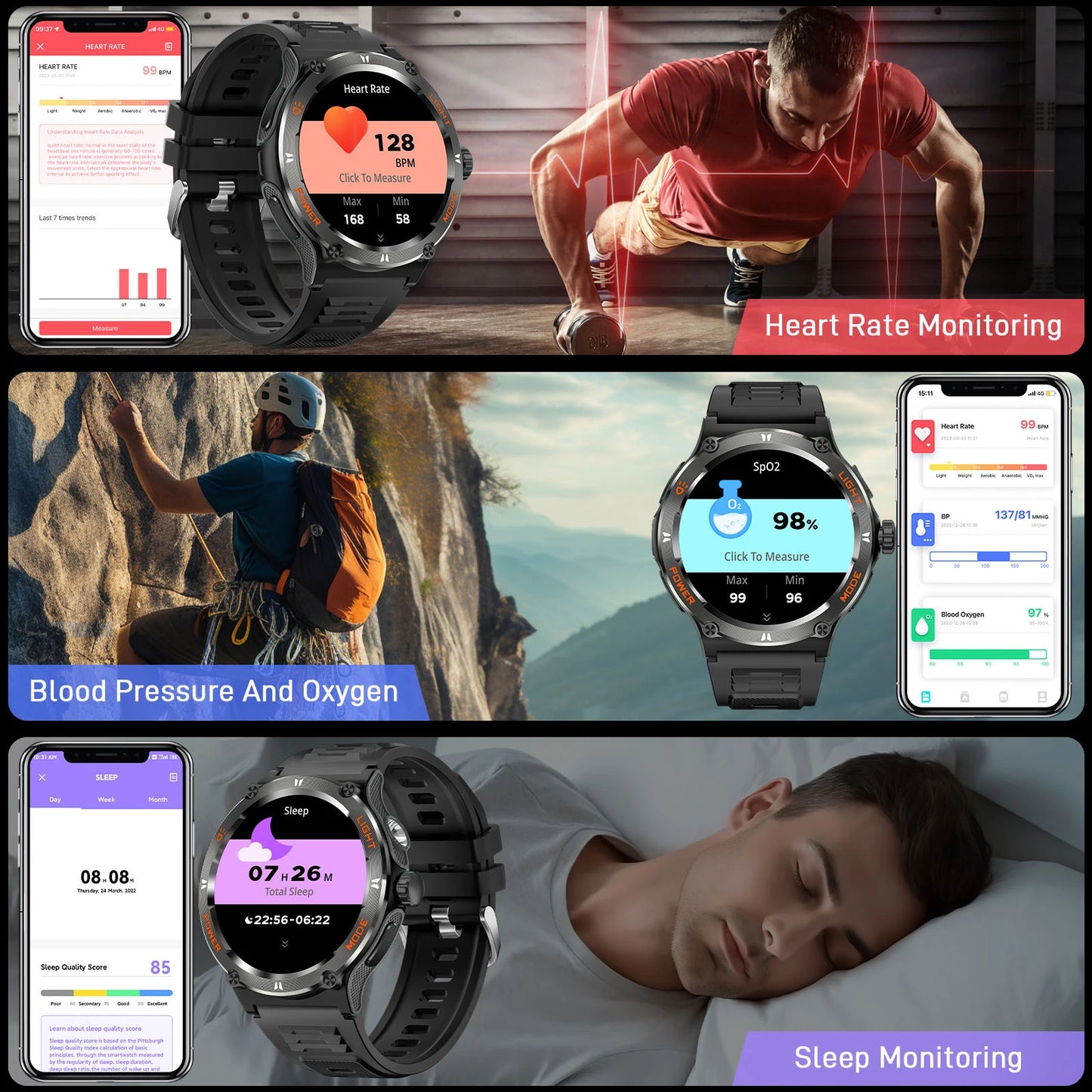 LaNikar Smart Watch 3ATM Waterproof - Sport Fitness Tracker With Heart Rate Monitor & Compass - ZOOMNSTORE