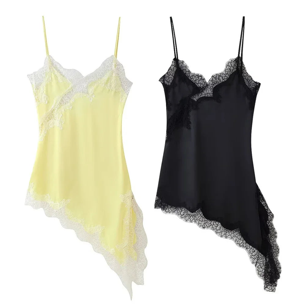 Two-Tone Lace Asymmetric Dress - Womens SpringSummer Fashion - ZOOMNSTORE
