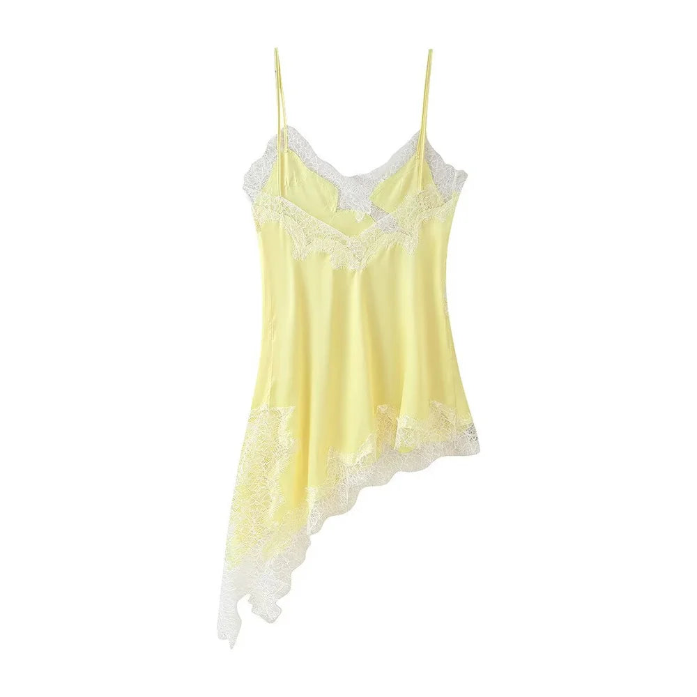 Two-Tone Lace Asymmetric Dress - Womens SpringSummer Fashion - ZOOMNSTORE