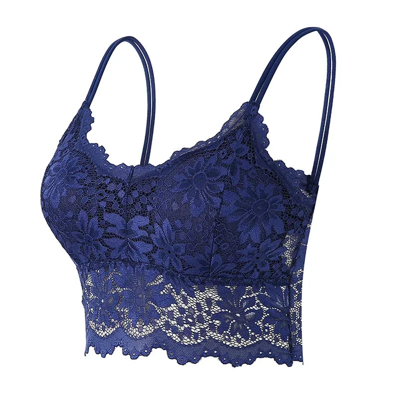 Sexy Lace Bras Top Comfortable Bralette Solid Color Women Underwear Female Hollow Out Wireless Breathable Lingerie Seamless Bra - ZOOMNSTORE