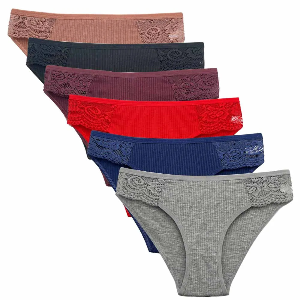 Lace Cotton Briefs Set - Seamless Womens Panties 5 PCS - ZOOMNSTORE