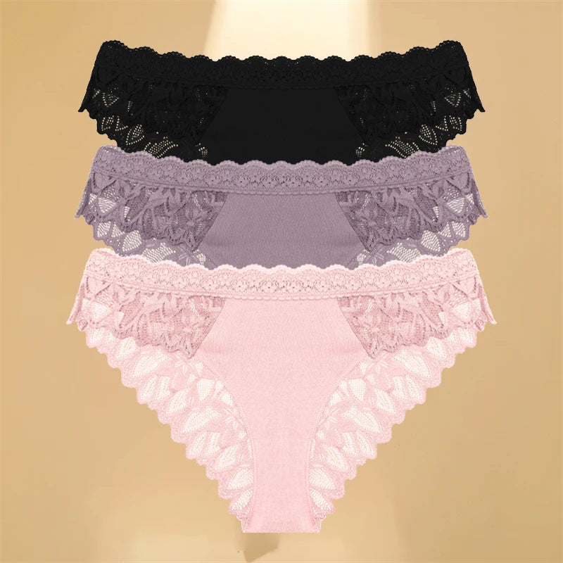 Lace Hollow Out Womens Underwear - Sexy Low-Waist Floral Briefs Breathable Lingerie - ZOOMNSTORE