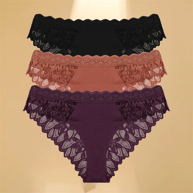Lace Hollow Out Womens Underwear - Sexy Low-Waist Floral Briefs Breathable Lingerie - ZOOMNSTORE