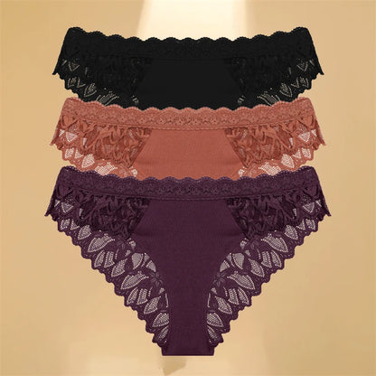 Lace Hollow Out Womens Underwear - Sexy Low-Waist Floral Briefs Breathable Lingerie - ZOOMNSTORE