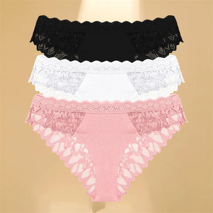 Lace Hollow Out Womens Underwear - Sexy Low-Waist Floral Briefs Breathable Lingerie - ZOOMNSTORE